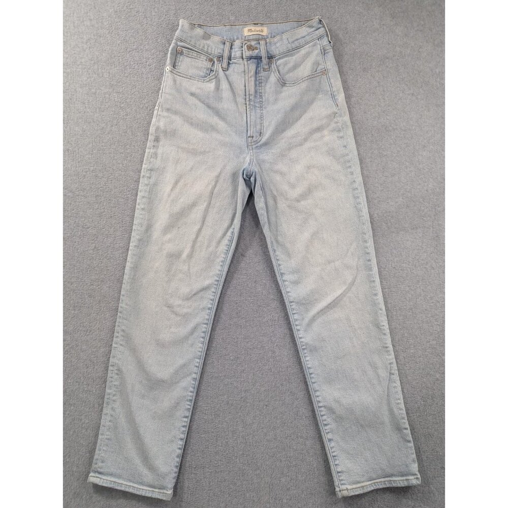 Madewell Jeans Womens SZ 27 Blue Perfict vintage Straight Relaxed Fit Whiskers